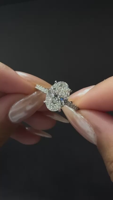 Oval Pave with hidden halo engagement ring ( custom )